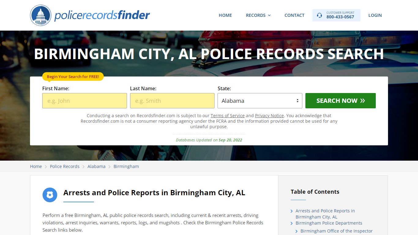 BIRMINGHAM CITY, AL POLICE RECORDS SEARCH - RecordsFinder